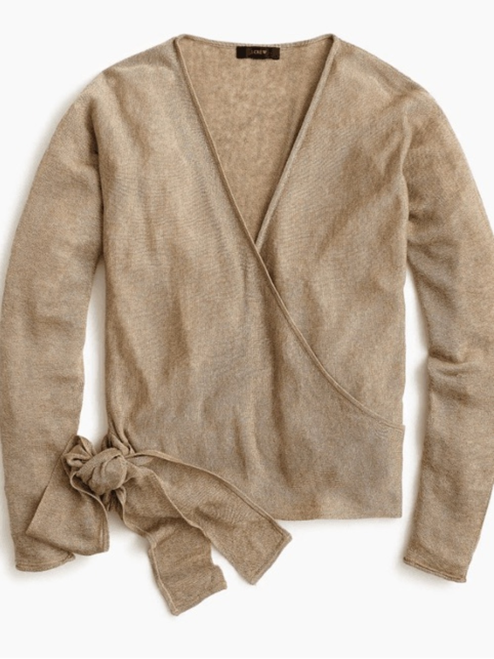J. Crew Tie-Waist Wrap Linen blend Cardigan in Camel-Taupe
